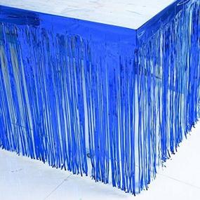 img 3 attached to Stunning Blue Metallic Foil Fringe Table Skirts - Perfect For Parades, Parties, And More!