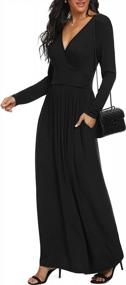 img 3 attached to LILBETTER Women Long Sleeve Deep V Neck Loose Plain Long Maxi Casual Dress