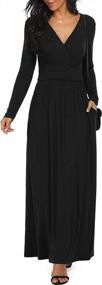 img 4 attached to LILBETTER Women Long Sleeve Deep V Neck Loose Plain Long Maxi Casual Dress