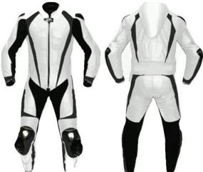 img 1 attached to Motorcycle White And Black One Piece Leather Racing Suit CE Approved Protection (Large)