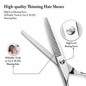 img 2 attached to 440C Stainless Steel Professional Barber Hair Thinning Shears For Men, Women, Kids And Pets - Znben Trimming Scissors