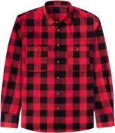 men's flannel plaid long sleeve button down shirt regular fit casual style logo