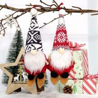 add festive charm to your holidays with gmoegeft's 2 pcs christmas skiing gnome ornaments – swedish santa gnome plush tomte elf nisse decorative christmas hanging decorations logo