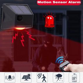 img 1 attached to Solar Motion Sensor Alarm Strobe Light With Remote Control - 360° Rotation, 129DB, IP65 Waterproof For 24/7 Protection Of Chicken Coop, Farm Barns And More