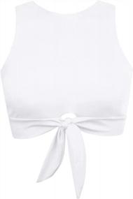 img 4 attached to Balasami Women'S Cut-Out High Neck Crop Top Bikini Swimsuit With Tie-Knot Front - Top Only
