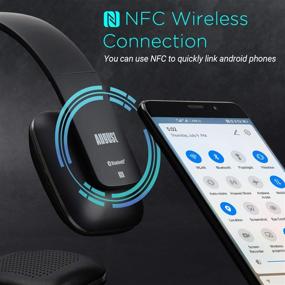 img 2 attached to 🎧 High-performance August EP636 Bluetooth Headphones with NFC - Black: Wireless On-ear Headphones with Headset Microphone