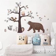 🌳 yovkky woodland bear fox animals tree wall decal sticker with nursery decor for neutral forest theme, baby room decorations for boys and girls bedroom, playroom art, party supplies, and gifts логотип