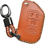 🔑 alegender brown leather flip key cover: protection for jeep wrangler jl gladiator jt 68292944aa logo