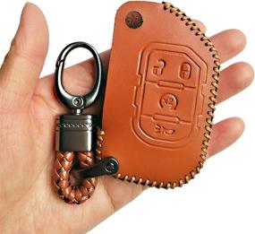 img 1 attached to 🔑 Alegender Brown Leather Flip Key Cover: Protection for Jeep Wrangler JL Gladiator JT 68292944AA