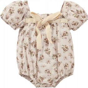img 4 attached to Newborn Girls Cotton Bodysuit Romper Puff Sleeve Onesie Jumpsuit Summer Clothes
