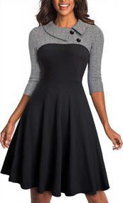 img 4 attached to Chic Colorblock Work Dress: HOMEYEE Women'S A121 - Perfect For Church And More With 3/4 Sleeve And Lapel Design
