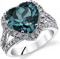 large color-changing heart shaped peora simulated alexandrite ring for women - 5.50 carats, 925 sterling silver, available in sizes 5 to 9 logo