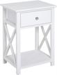 homcom traditional wooden end table with storage drawer, 22" accent piece for living room in white logo