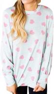 stay stylish and sweet with valphsio's long sleeve heart print blouse for women logo