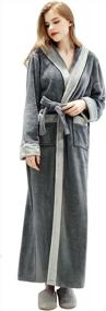 img 4 attached to Women'S Long Soft Hooded Bathrobe Sleepwear Winter Warm Housecoat Gift Robe