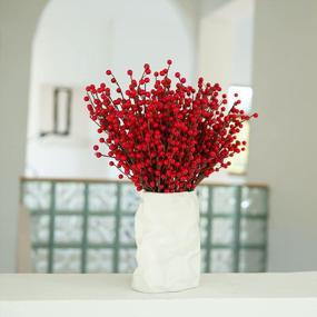 img 1 attached to Extra Long 18' Red Berry Stems - Joyhalo 12 Pack - Artificial Xmas Berry Picks For Christmas Tree Ornaments, Crafts And Holiday Home Decorations