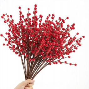 img 3 attached to Extra Long 18' Red Berry Stems - Joyhalo 12 Pack - Artificial Xmas Berry Picks For Christmas Tree Ornaments, Crafts And Holiday Home Decorations