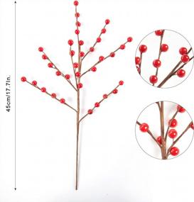 img 2 attached to Extra Long 18' Red Berry Stems - Joyhalo 12 Pack - Artificial Xmas Berry Picks For Christmas Tree Ornaments, Crafts And Holiday Home Decorations