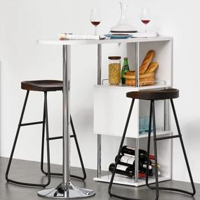 img 3 attached to Modern Bar Table With 3-Bottle Wine Rack And Side Storage Shelf - HOMCOM White/Silver