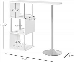 img 2 attached to Modern Bar Table With 3-Bottle Wine Rack And Side Storage Shelf - HOMCOM White/Silver