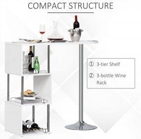 img 1 attached to Modern Bar Table With 3-Bottle Wine Rack And Side Storage Shelf - HOMCOM White/Silver