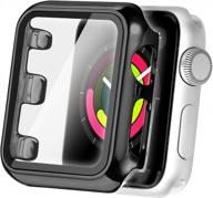 чехол secbolt 42 мм, совместимый с ремешком для apple watch со встроенной защитой экрана из закаленного стекла - универсальный защитный чехол для серии iwatch 3/2/1, черный (42 мм) логотип