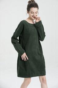 img 2 attached to Oversized Corduroy Tunic Dress With Long Sleeves And Convenient Pockets For Women By Minibee