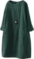 oversized corduroy tunic dress with long sleeves and convenient pockets for women by minibee logo