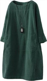 img 4 attached to Oversized Corduroy Tunic Dress With Long Sleeves And Convenient Pockets For Women By Minibee