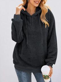 img 2 attached to Kisscynest Women'S 1/4 Zip Up Oversized Fleece Hoodie Fuzzy Sherpa Sweatshirt Pullover