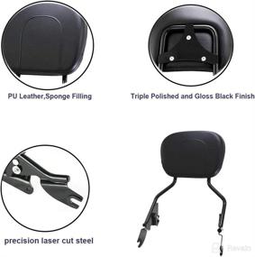 img 2 attached to 👍 Glossy Black Triple Plated Passenger Backrest Sissy Bar with Pad, Detachable & 4 Point Docking Hardware Kit, Compatible with Harley Touring Road King Street Glide Road Glide Electra Glide FLHX 2014-2021