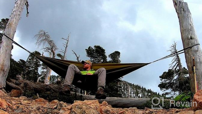 img 1 attached to Lightweight Camping Hammock - Double Or Single Parachute Hammock With Tree Straps For Hiking, Backpacking And Outdoor Adventures By AnorTrek review by Rick Gondoras