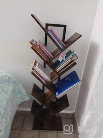 img 6 attached to HOOBRO Tree Bookshelf, 9-Tier Bookcase Wooden Shelves, Floor Standing Storage Rack, For Display Of CDs, Books In Living Room, Home Office, Rustic Brown BF08SJ01