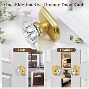 img 3 attached to 2 Pack Satin Brass Crystal Glass Non-Turning Single Side Dummy Door Knobs For Interior Doors - CLCTK High-Quality Option