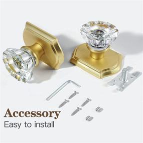 img 2 attached to 2 Pack Satin Brass Crystal Glass Non-Turning Single Side Dummy Door Knobs For Interior Doors - CLCTK High-Quality Option