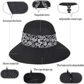 img 2 attached to Women'S Straw Sun Hat: UPF 50 Protection & Cute Bowknot - Summer Beach Ready!