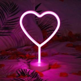 img 3 attached to Heart Shaped LED Neon Sign With Base For Room Decor And Mother'S Day Gift - Neon Heart Light Night Light For Bedroom
