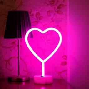img 4 attached to Heart Shaped LED Neon Sign With Base For Room Decor And Mother'S Day Gift - Neon Heart Light Night Light For Bedroom