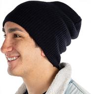 soft and stretchy ribbed knit men's beanie with slouch style skull cap - classic solid color by funky junque logo