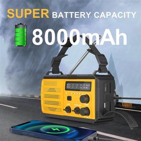 img 3 attached to 【2023 Newest】8000MAh Emergency Hand Crank Radio,AMFM NOAA Weather Alert Radio,Survival Solar Powered Radio With Super Bright Flashlight,SOS Alarm,Phone Charger,Compass For Hurricane,Outdoor Emergency
