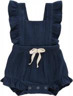cute and comfy toddler girl ruffled romper for casual summer days - cotton linen jumpsuit by younger tree logo