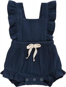 img 4 attached to Cute And Comfy Toddler Girl Ruffled Romper For Casual Summer Days - Cotton Linen Jumpsuit By YOUNGER TREE