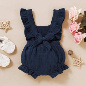 img 2 attached to Cute And Comfy Toddler Girl Ruffled Romper For Casual Summer Days - Cotton Linen Jumpsuit By YOUNGER TREE