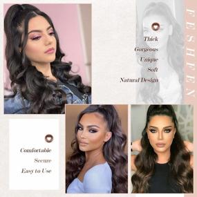 img 2 attached to Get A Glamorous Look With FESHFEN'S 24-Inch Body Wave Ponytail Hair Extensions For Women And Girls - Easy Clip-In With Drawstring Ponytail Tails Hairpieces!