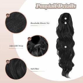 img 3 attached to Get A Glamorous Look With FESHFEN'S 24-Inch Body Wave Ponytail Hair Extensions For Women And Girls - Easy Clip-In With Drawstring Ponytail Tails Hairpieces!