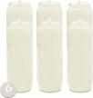 9 day white prayer candles, 6 pack - 7" tall pillar candles for religious, memorial, party decor, vigil and emergency use - vegetable oil wax in plastic jar container - by hyoola logo