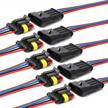 5 pack yetor 16 awg 4 pin waterproof electrical connector plug for car, truck, boat & other wire connections logo