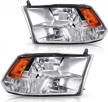 2009-2018 dodge ram 1500/2500/3500 pickup chrome headlights w/ amber reflector - passenger & driver side logo