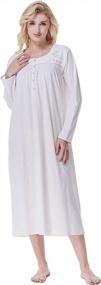 img 4 attached to Soft And Lightweight 100% Cotton Nightdress For Women With Short Sleeves - Keyocean'S Comfy Ladies Nightgowns