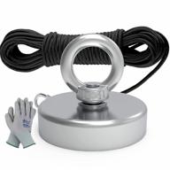 neodymium rare earth magnet fishing kit with 65ft rope and gloves - 680lbs pulling force for retrieval & salvage underwater by mhdmag. logo